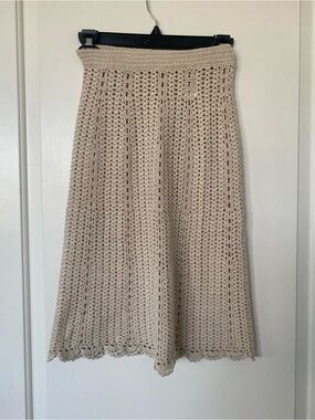 Aritzia Le Fou Wilfred Beige Crochet Skirt